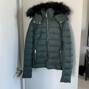 Dark green fur-lined Zara winter jacket